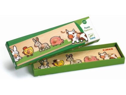 Djeco Jednoduché vkládací puzzle s úchytkami Domácí zvířátka