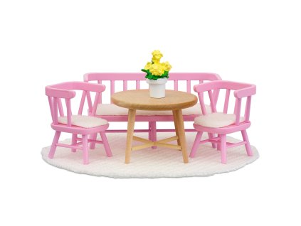 Lundby Småland růžový jídelní nábytek