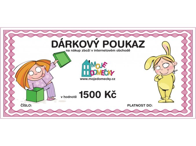 MojeDomecky.cz Dárkový poukaz 1500 Kč