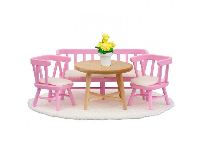 Lundby Småland růžový jídelní nábytek