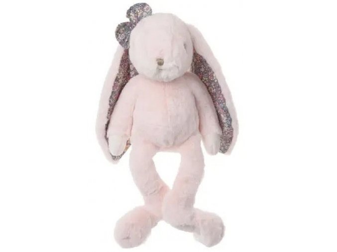 Růžový zajíček STRAWBERRY s květovanýma ušima (35cm)