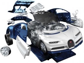 Airfix AIRFIX Quick Build auto J6044 Bugatti Chiron - modro-bílý
