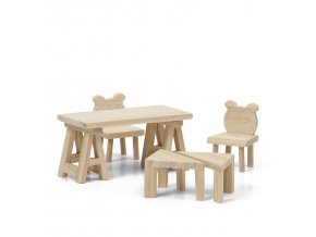 Lundby Dřevěný stůl s židlemi Lundby
