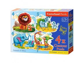 Castorland dětské puzzle Africká zvířátka 4v1 (4,5,6,7 dílků)
