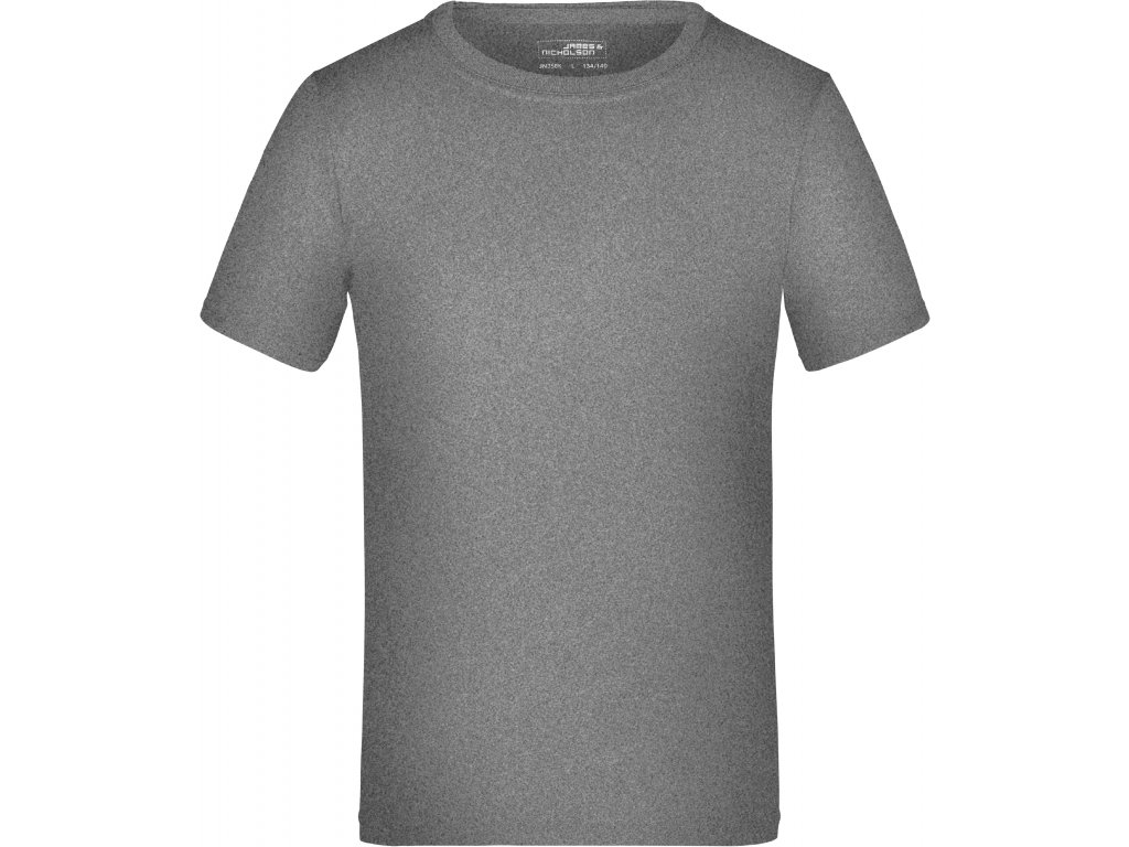 Dětské žerzejové sportovní tričko JN 358K Barva: tmavě šedý melír, Velikost: M
