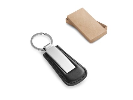 BACHMANN. Kovová klíčenka s PU obalem (Barva černá)