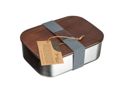 Obědový box puerto banús 1 000 ml s dřevěným víkem a elastickou páskou