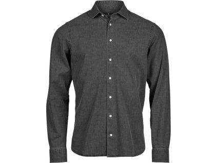 Černá denim košile s dlouhým rukávem TJ 4004 přední strana