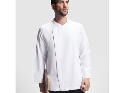 Kuchařský rondon s dlouhým rukávem Dabiz bílý na modelu