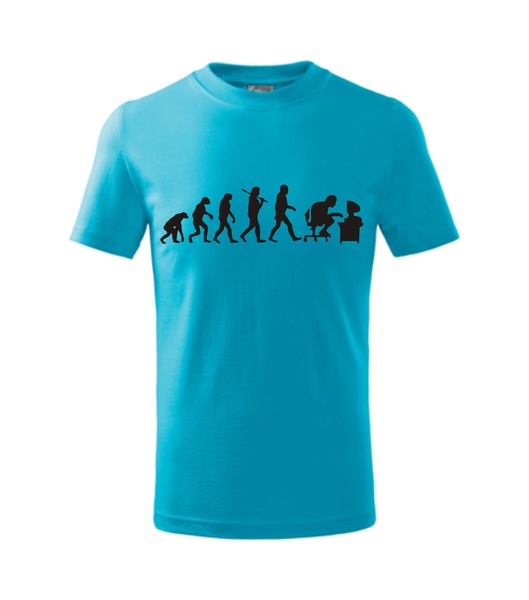 Tričko s potiskem EVOLUCE Barva: tyrkysová, Velikost: XS