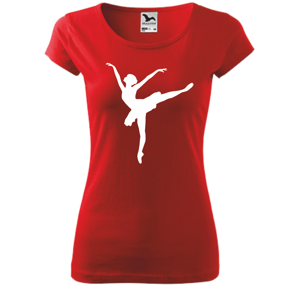 Dámské tričko s BALETKOU Barva: červená, Velikost: XL