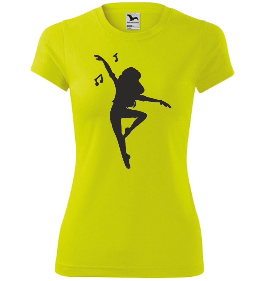 Dámské tričko s TANEČNICÍ Barva: fluorescenční žlutá, Velikost: XS