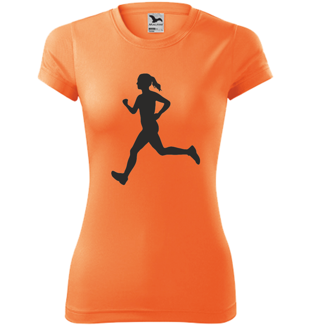 Dámské tričko s BĚŽKYNÍ Barva: fluorescenční oranžová, Velikost: XS