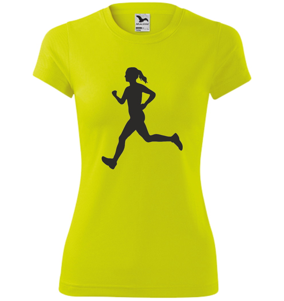 Dámské tričko s BĚŽKYNÍ Barva: fluorescenční žlutá, Velikost: 2XL