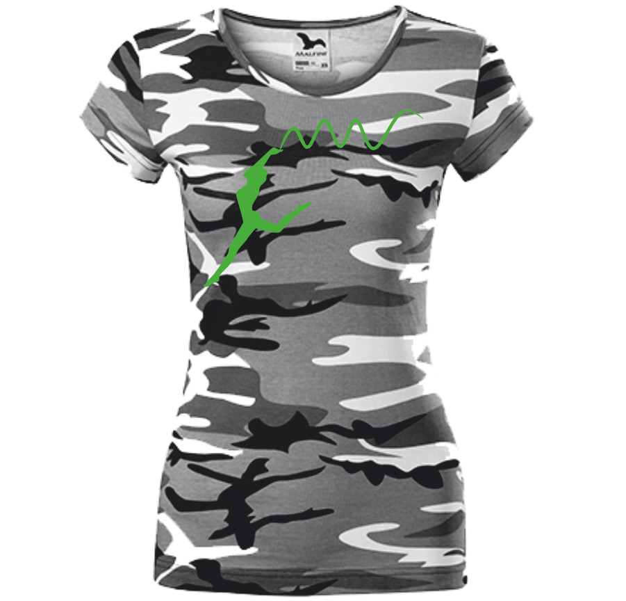 Dámské tričko s GYMNASTKOU Barva: camouflage gray, Velikost: XS