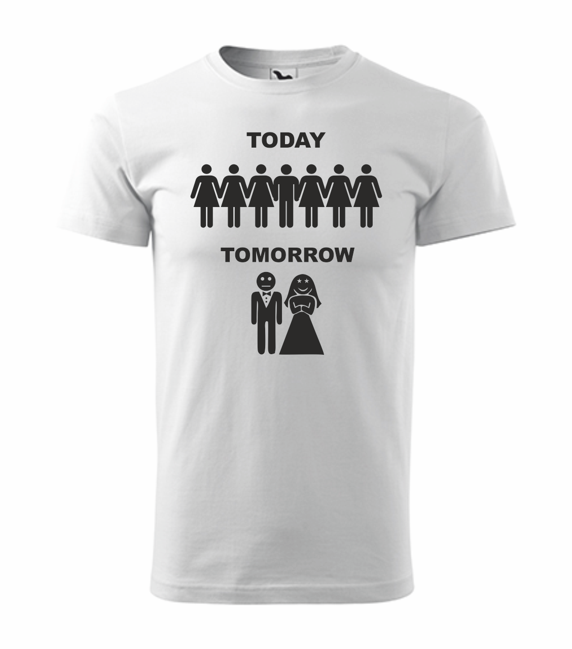 Tričko na rozlučku se svobodou TODAY - TOMORROW Barva: bílá, Velikost: XS