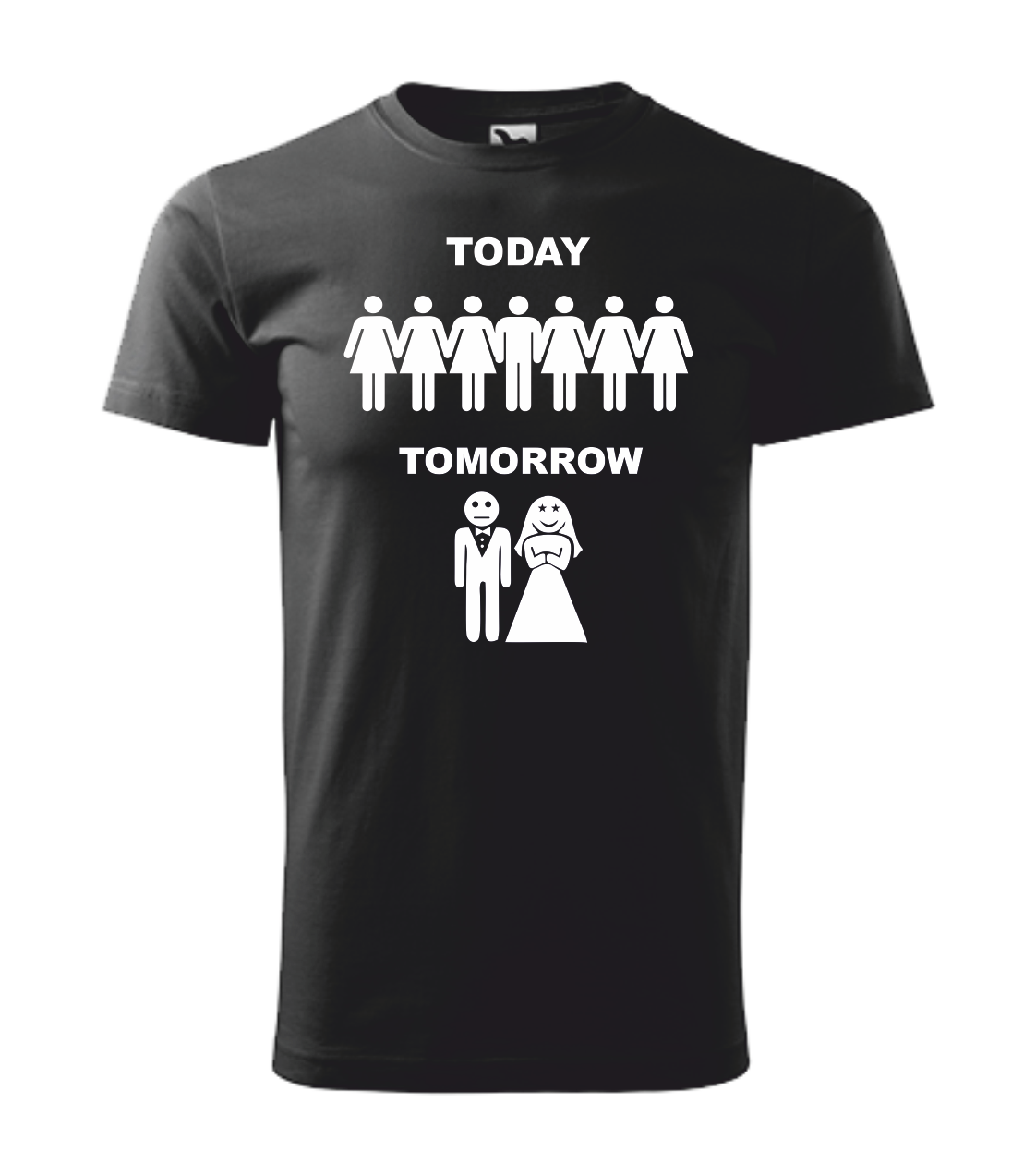 Tričko na rozlučku se svobodou TODAY - TOMORROW Barva: černá, Velikost: XS