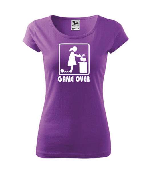 Dámské tričko s GAME OVER Barva: fialová, Velikost: 2XL