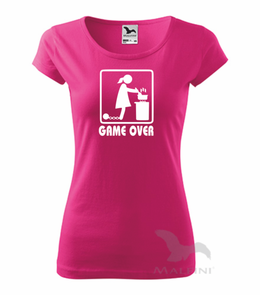Dámské tričko s GAME OVER Barva: purpurová, Velikost: XL