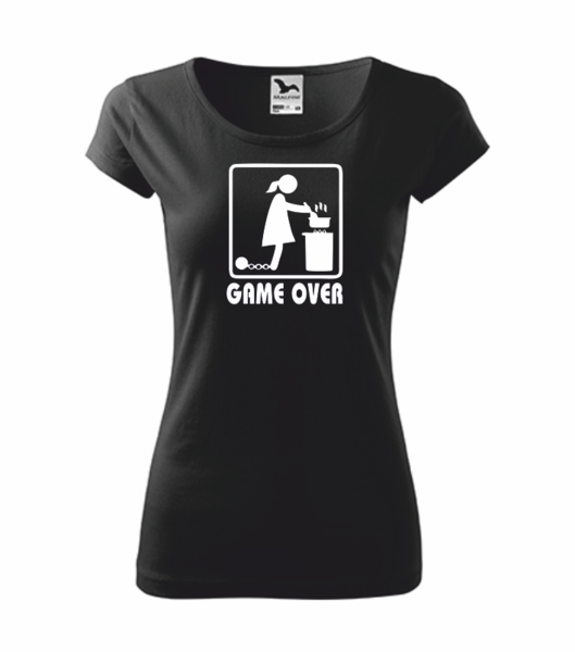 Dámské tričko s GAME OVER Barva: černá, Velikost: XL