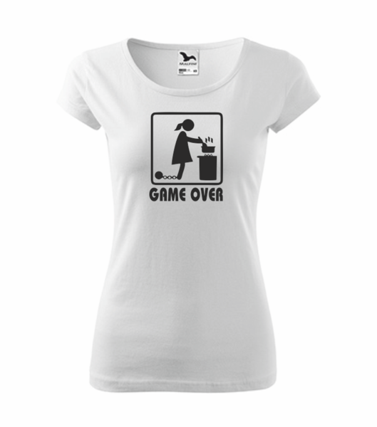 Dámské tričko s GAME OVER Barva: bílá, Velikost: XL