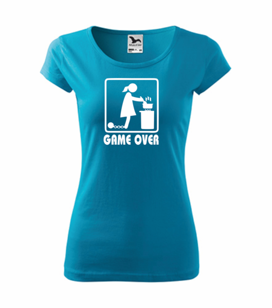Dámské tričko s GAME OVER Barva: tyrkysová, Velikost: XL