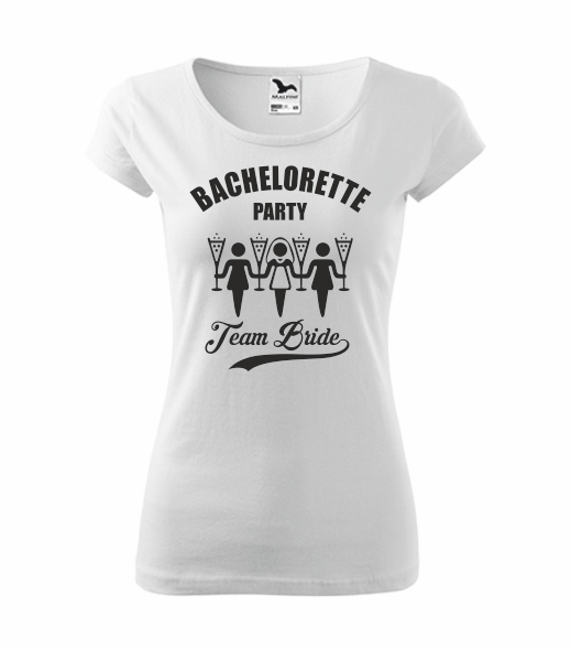 Dámské tričko BACHELORETTE PARTY - TEAM BRIDE Barva: bílá, Velikost: 3XL