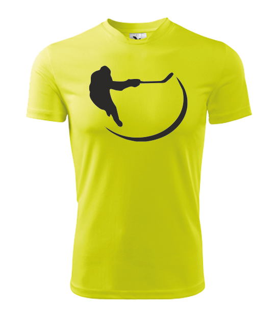 Tričko pánské/dětské s HOKEJISTOU Barva: fluorescenční žlutá, Velikost: L