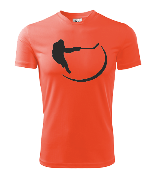 Tričko pánské/dětské s HOKEJISTOU Barva: fluorescenční oranžová, Velikost: XL