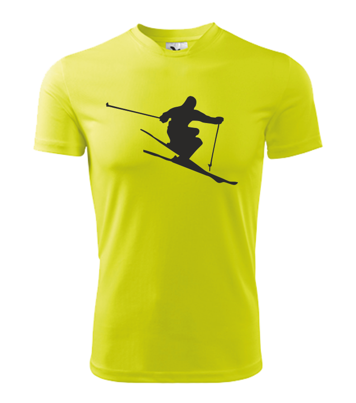 Tričko pánské/dětské s LYŽAŘEM Barva: fluorescenční žlutá, Velikost: XL