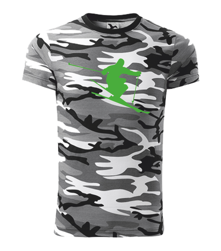 Tričko pánské/dětské s LYŽAŘEM Barva: camouflage gray, Velikost: M