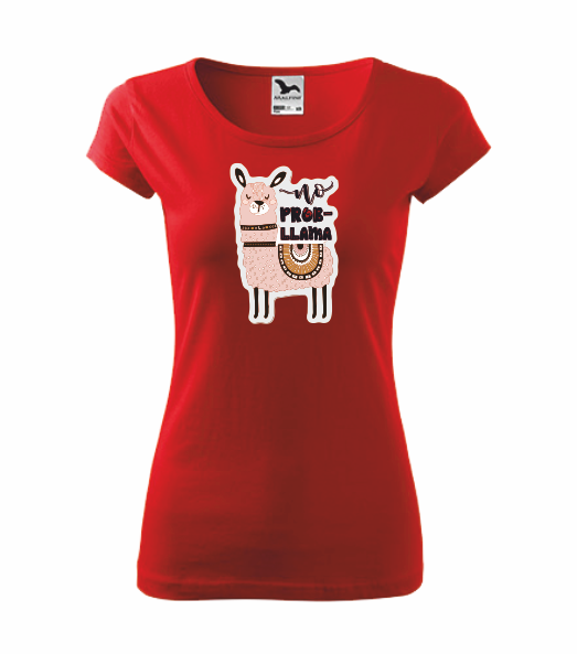Dámské tričko s NO PROB-LLAMA 2 Barva: červená, Velikost: XL