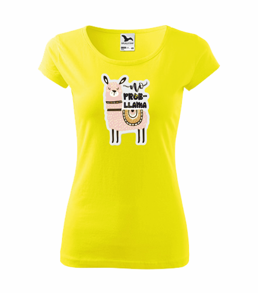 Dámské tričko s NO PROB-LLAMA 2 Barva: citrónová, Velikost: XS
