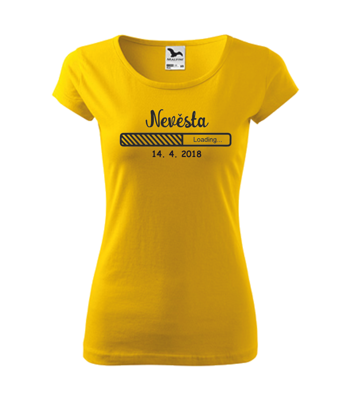 Dámské tričko s LOADING NEVĚSTA Barva: žlutá, Velikost: XL