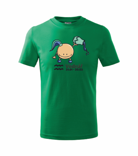 Dětské tričko znamení VODNÁŘ Barva: středně zelená, Velikost: 110 cm/4 roky
