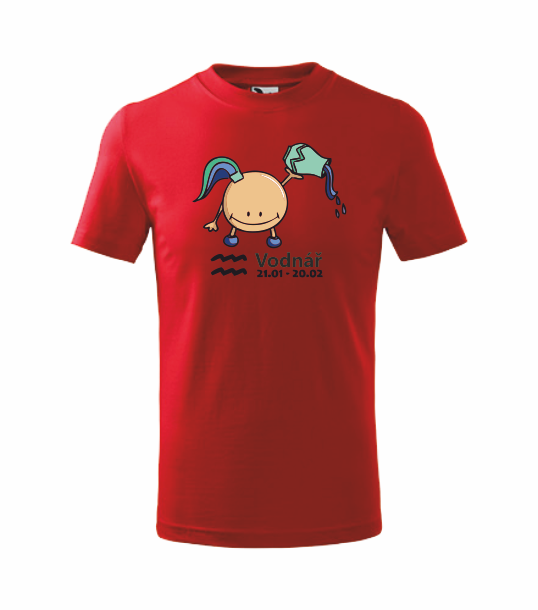 Dětské tričko znamení VODNÁŘ Barva: červená, Velikost: 158 cm/12 let