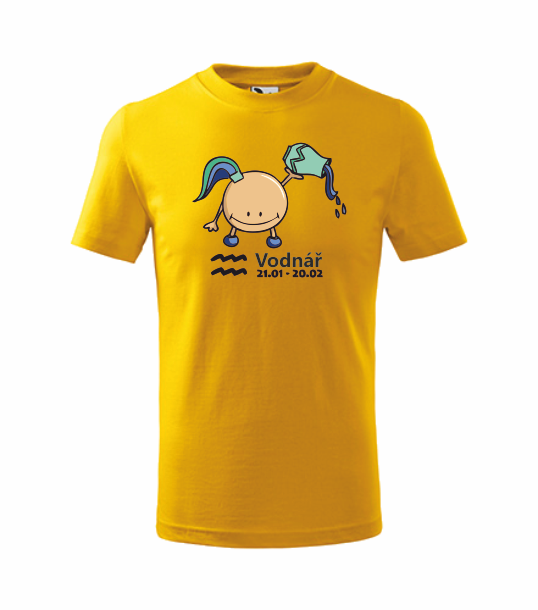 Dětské tričko znamení VODNÁŘ Barva: žlutá, Velikost: 122 cm/6 let