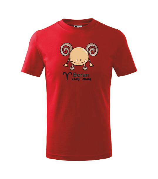 Dětské tričko znamení BERAN Barva: červená, Velikost: 110 cm/4 roky