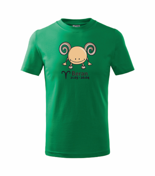 Dětské tričko znamení BERAN Barva: středně zelená, Velikost: 110 cm/4 roky