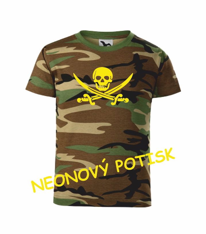 Dětské tričko s PIRÁTEM Barva: camouflage brown, Velikost: 146 cm/10 let