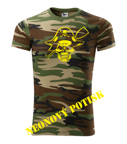 Pirátské tričko s PÁDLEM Barva: camouflage brown, Velikost: XL