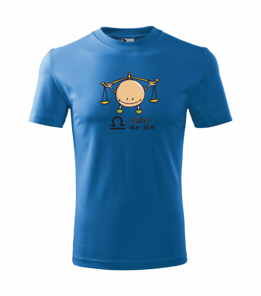 Dětské tričko znamení VÁHY Barva: azurově modrá, Velikost: 110 cm/4 roky