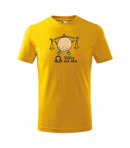 Dětské tričko znamení VÁHY Barva: žlutá, Velikost: 122 cm/6 let