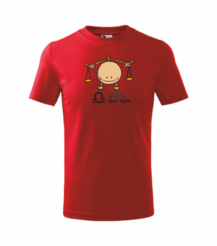 Dětské tričko znamení VÁHY Barva: červená, Velikost: 158 cm/12 let