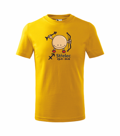 Dětské tričko znamení STŘELEC Barva: žlutá, Velikost: 110 cm/4 roky