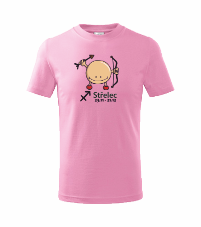 Dětské tričko znamení STŘELEC Barva: růžová, Velikost: 122 cm/6 let