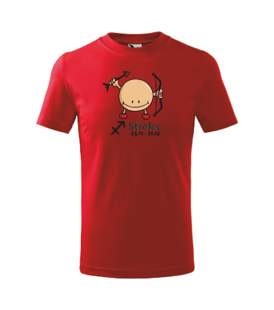 Dětské tričko znamení STŘELEC Barva: červená, Velikost: 110 cm/4 roky