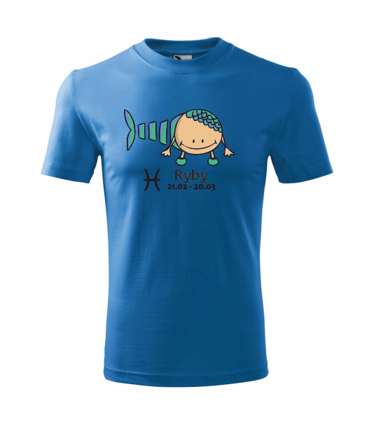 Dětské tričko znamení RYBY Barva: azurově modrá, Velikost: 110 cm/4 roky