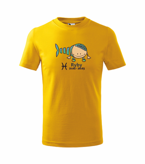 Dětské tričko znamení RYBY Barva: žlutá, Velikost: 122 cm/6 let