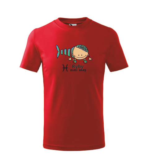 Dětské tričko znamení RYBY Barva: červená, Velikost: 110 cm/4 roky